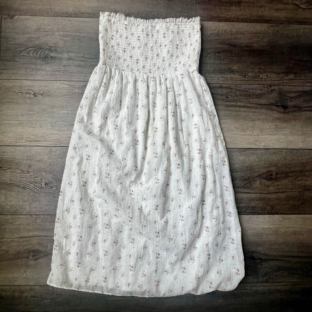 Aeropostale Smoked Strapless Lined Flowered Dress Girlie Feminine Summer